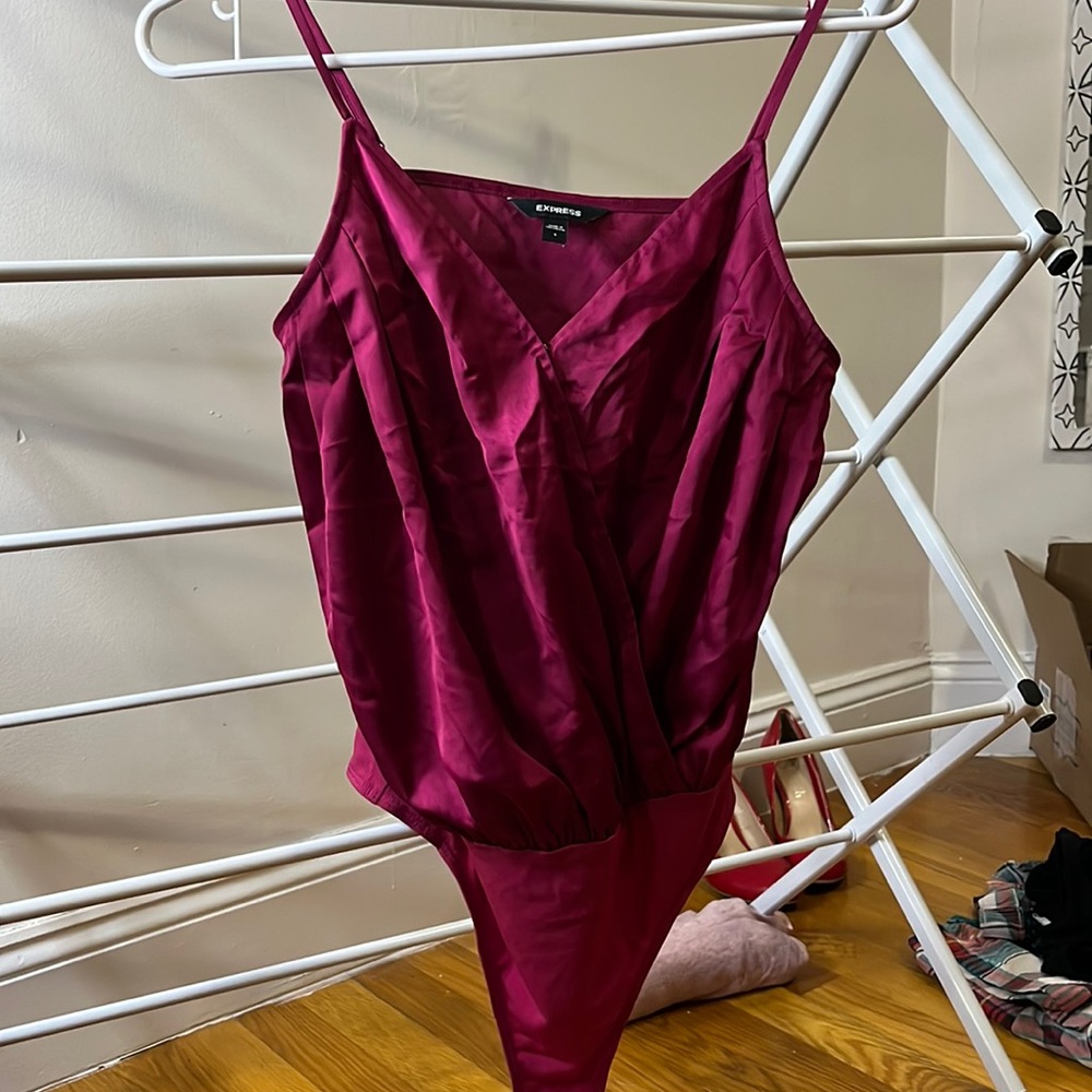 Satin deep pink body suit